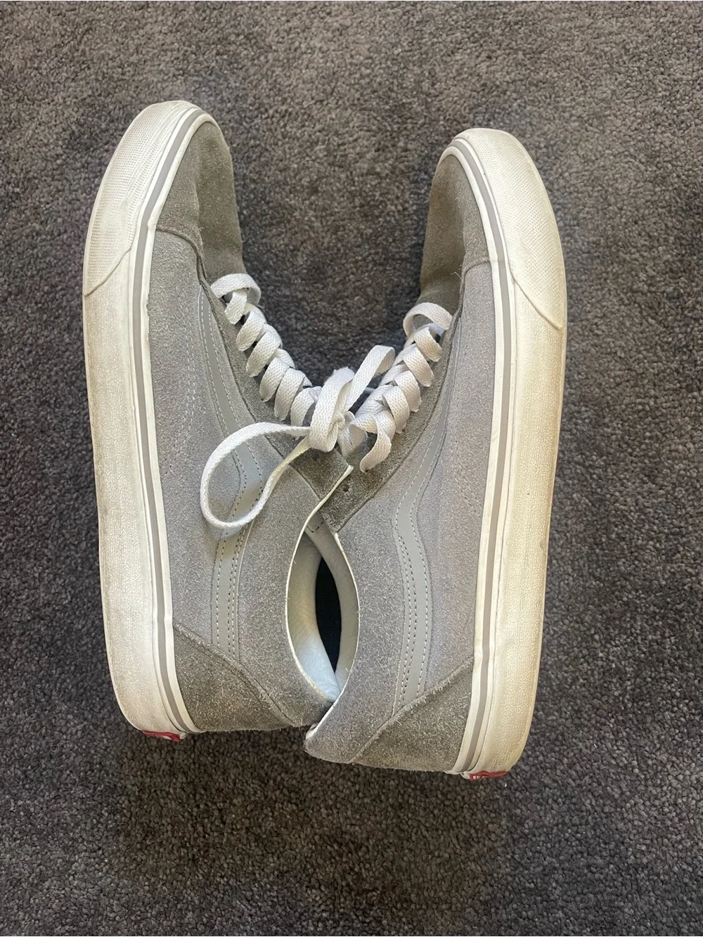 Vans Men's Low-Top Suede Sneakers in Light Gray and White